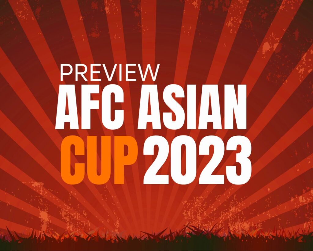 'Preview: AFC Asian Cup 2023' title on red background.