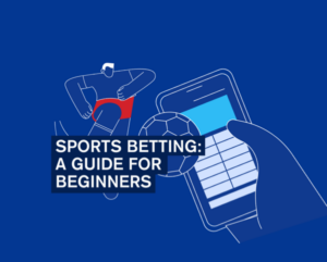 'Sports Betting: A Guide for Beginners' title on blue background.